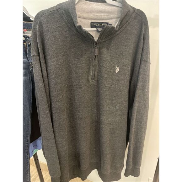 U.S. Polo Assn 1/4 Zip Sweater Pullover Men's‎ Size XXL Gray Mock Collar - Picture 1 of 6